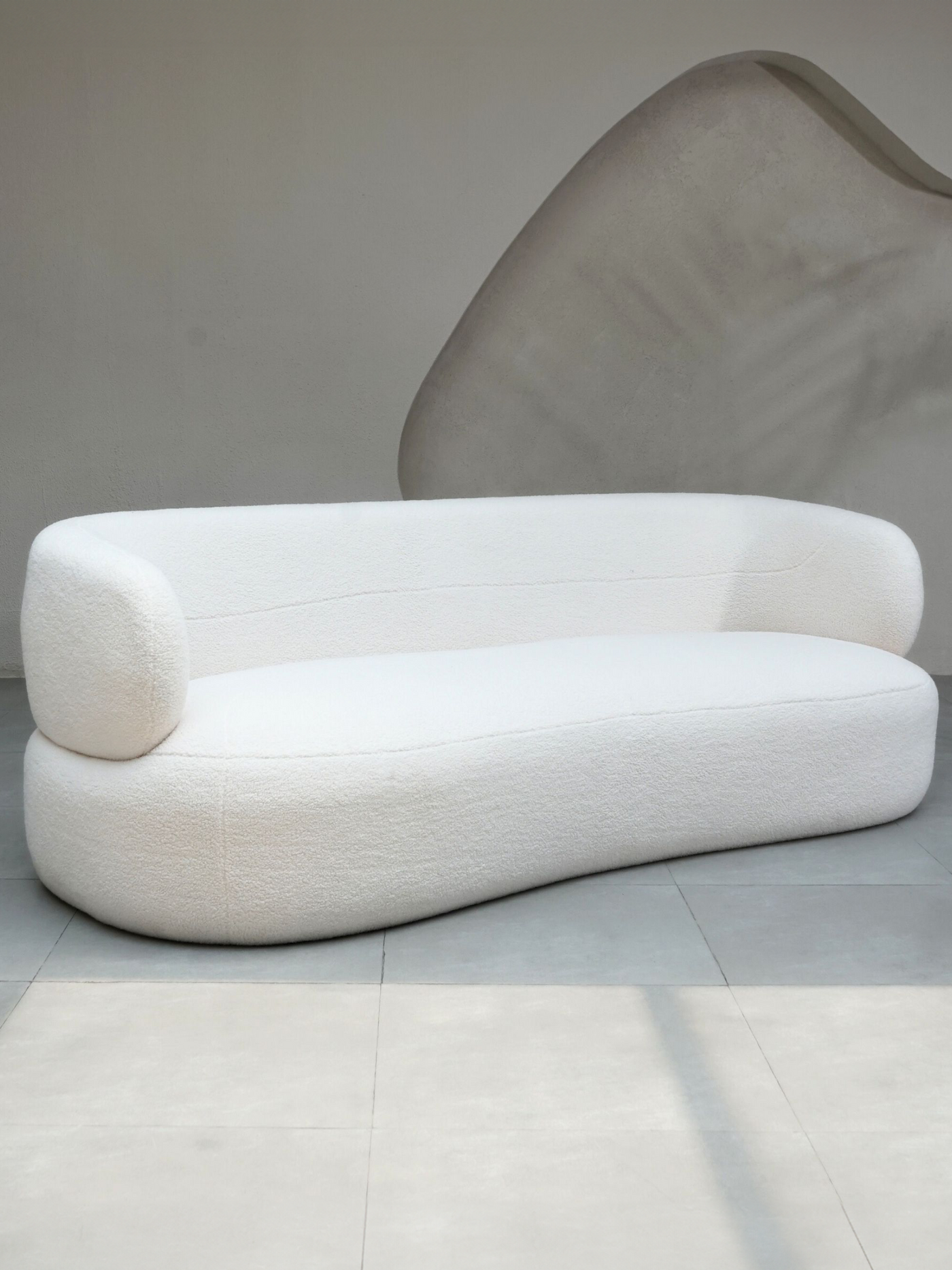 Faye Three Seater Boucle Sofa - White