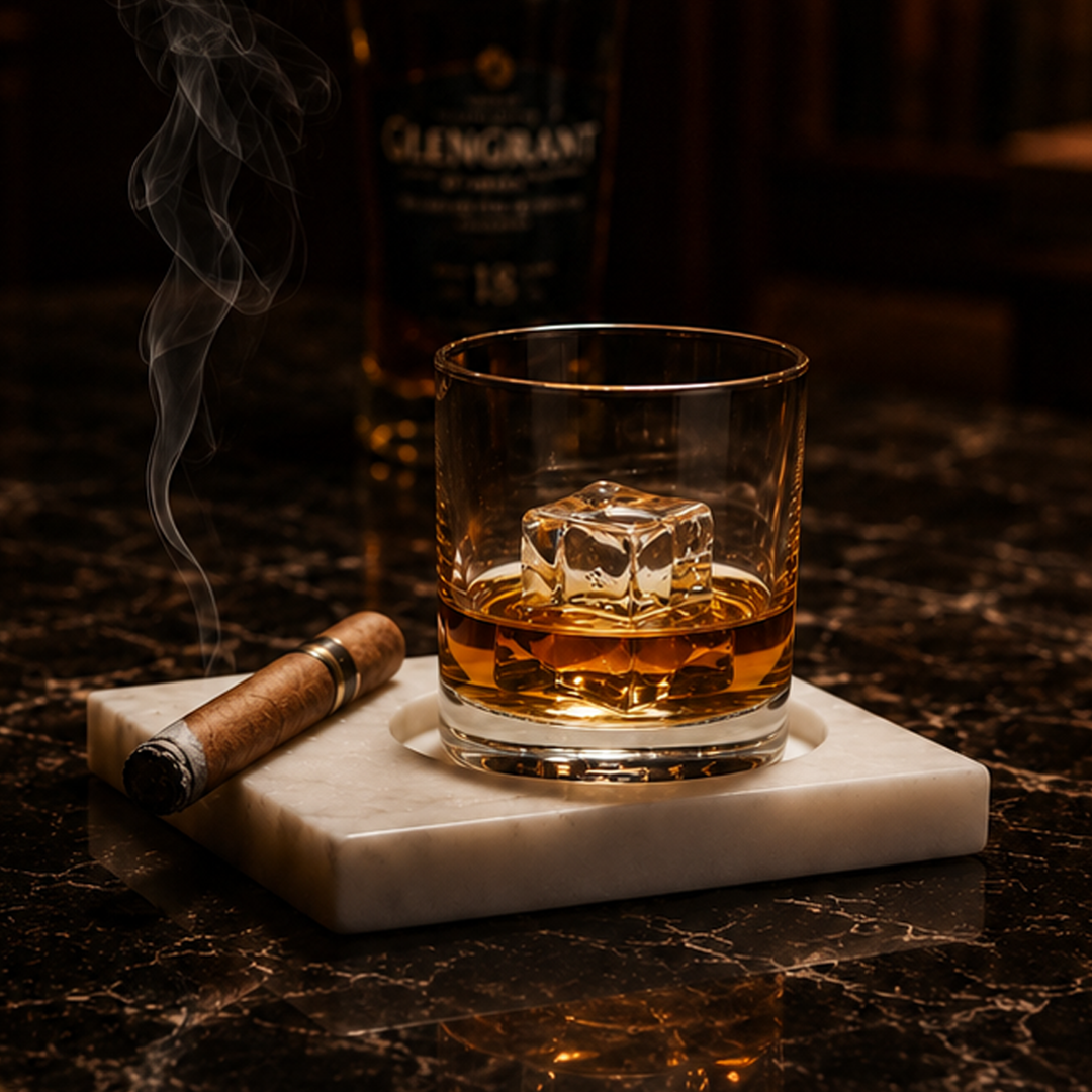 Alibi – Marble Cigar & Glass Holder