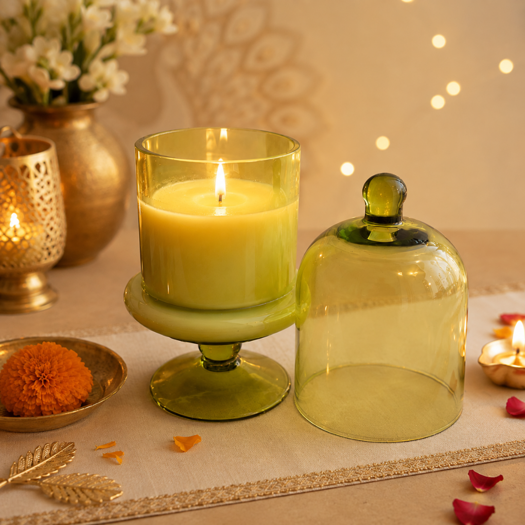 Emerald Glow Diwali Candle Gift Hamper – Elegant Festive Gift - https://artecasa.in/