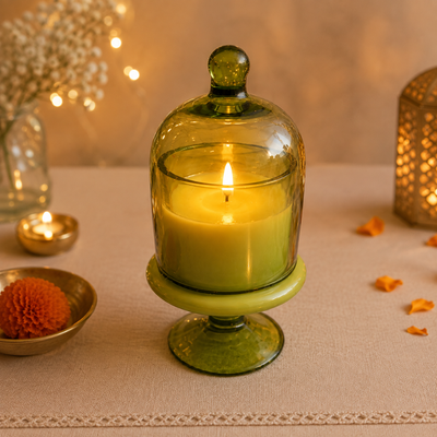 Emerald Glow Diwali Candle Gift Hamper – Elegant Festive Gift - https://artecasa.in/