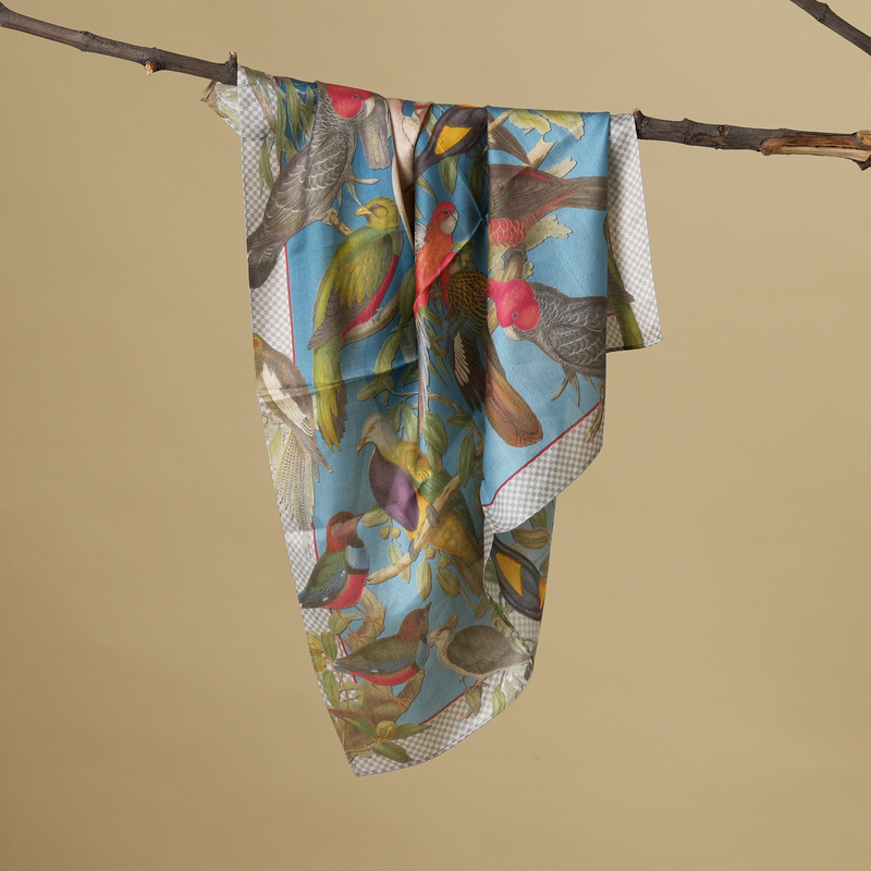 Aviary Reverie-Mulberry Silk Scarf