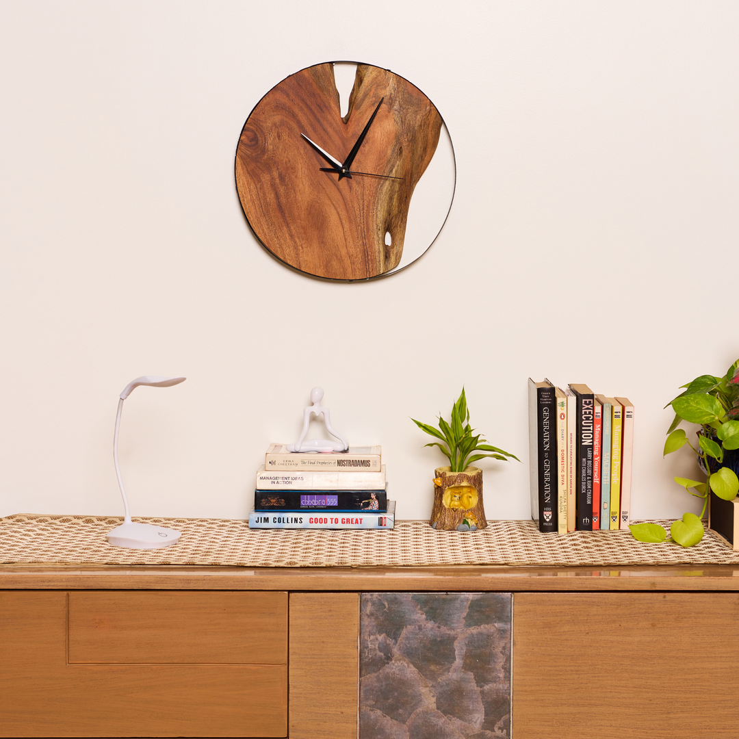 Elegant Wooden Wall Clock – Natural Acacia Wood