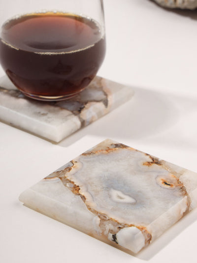 Brown Agate Square Coaster Set of 4