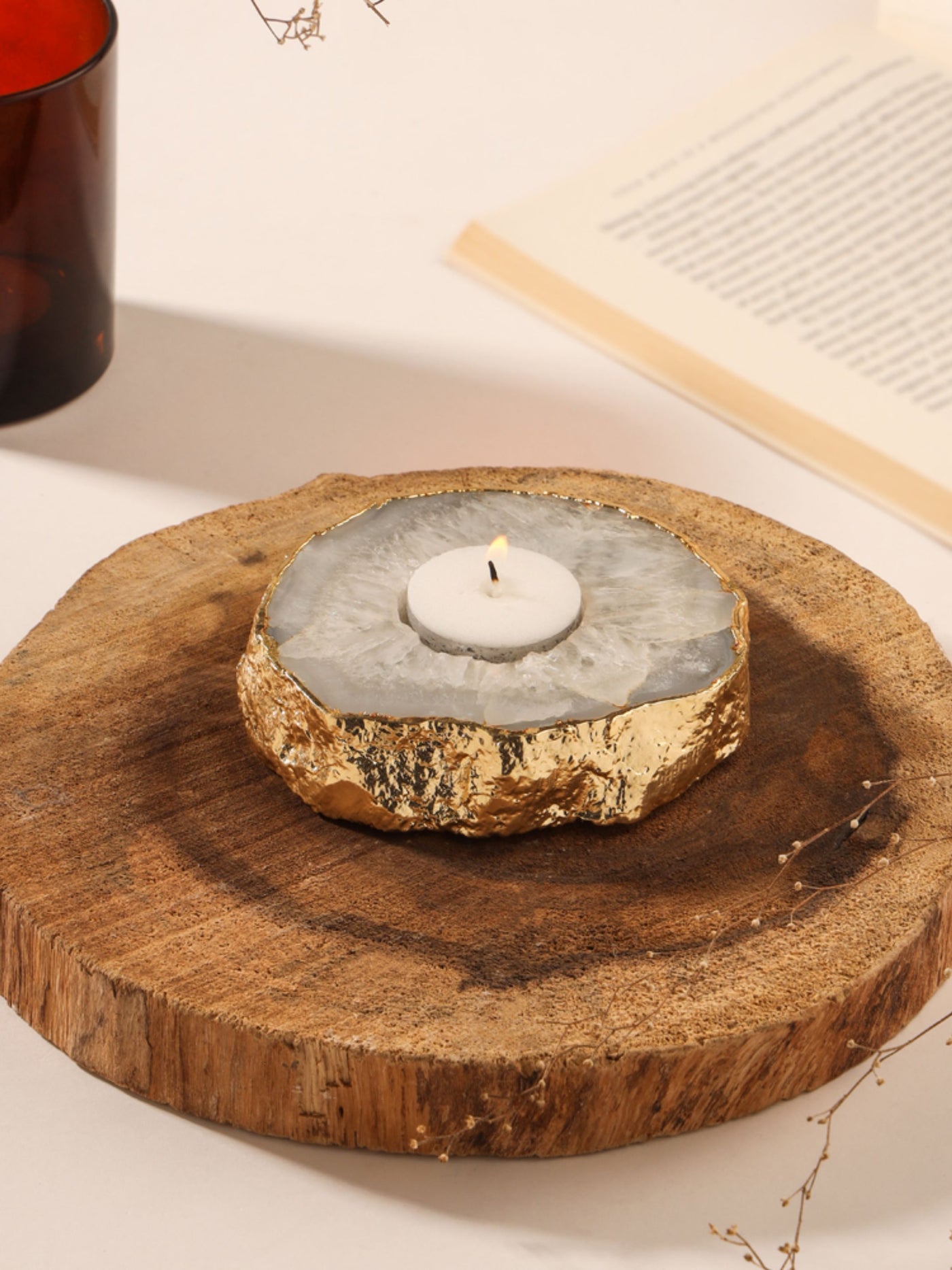 Agate Candle Holder Natural