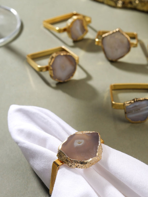 Napkin Rings- Natural Agate Set of 6