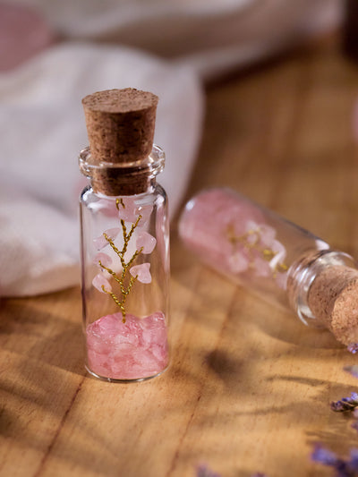 Semi-precious Gemstone - Rose Quartz Bottle Tree - Set of 2