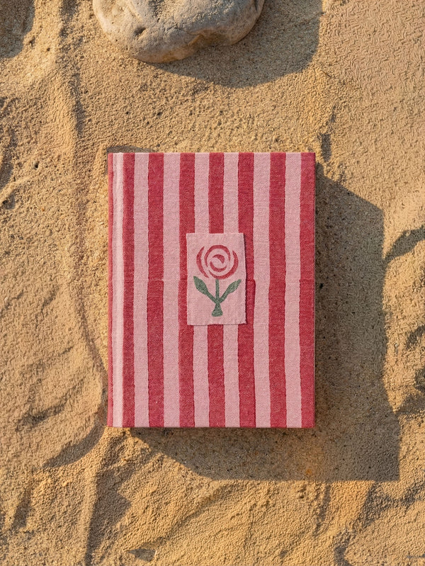 Handcrafted with Pink & Red Stripes A5 Journal Diary