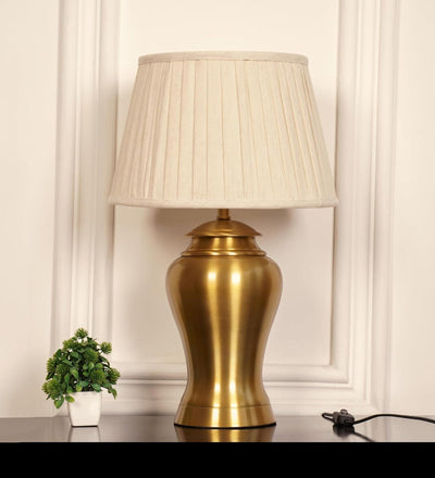 Antique Gold Brass Table Lamp (23") – Pleated Shade