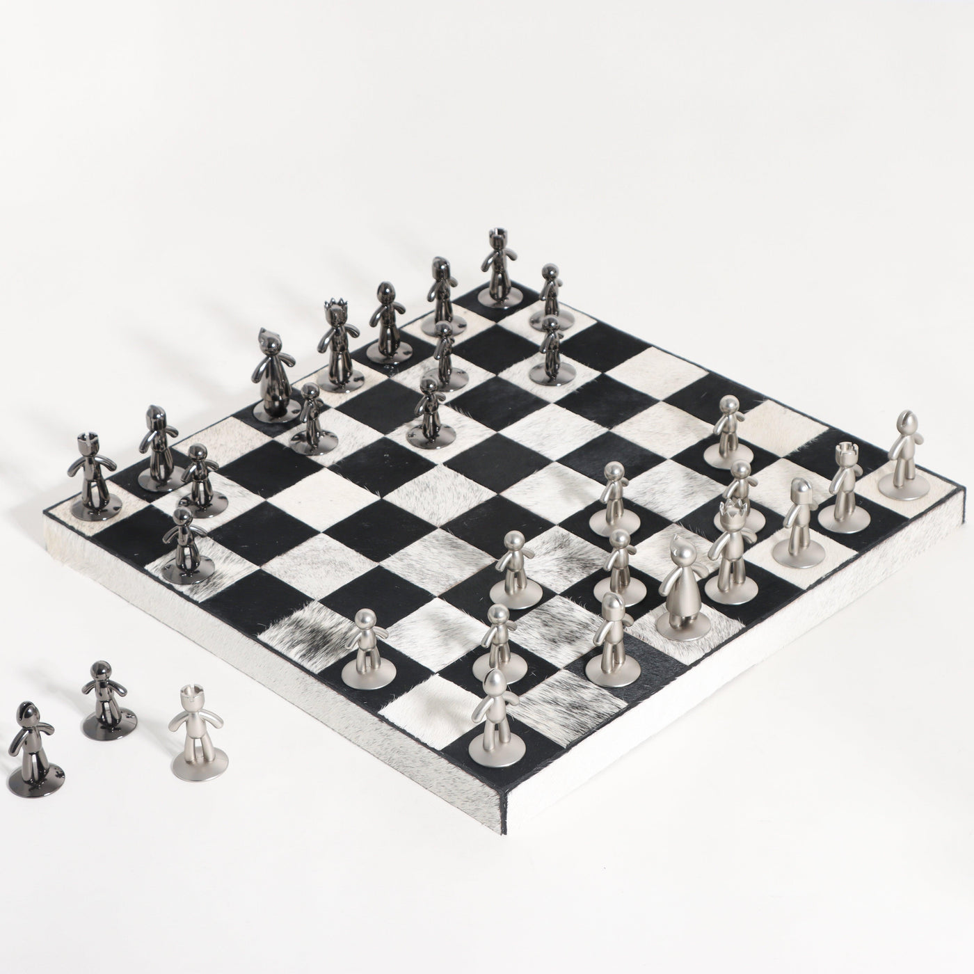 White & Black Equine Leather Chess Board
