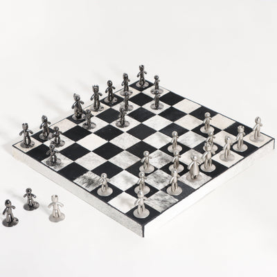 White & Black Equine Leather Chess Board