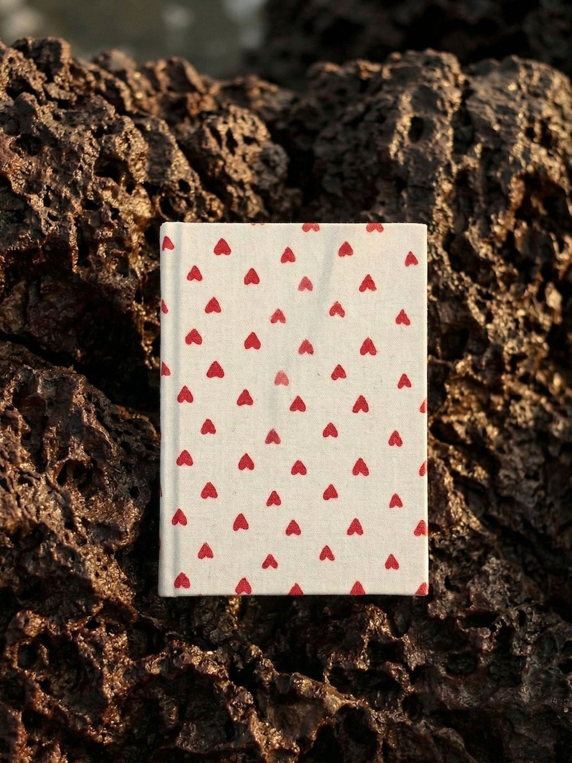 Handcrafted Red Hearts on White A5 Journal Diary