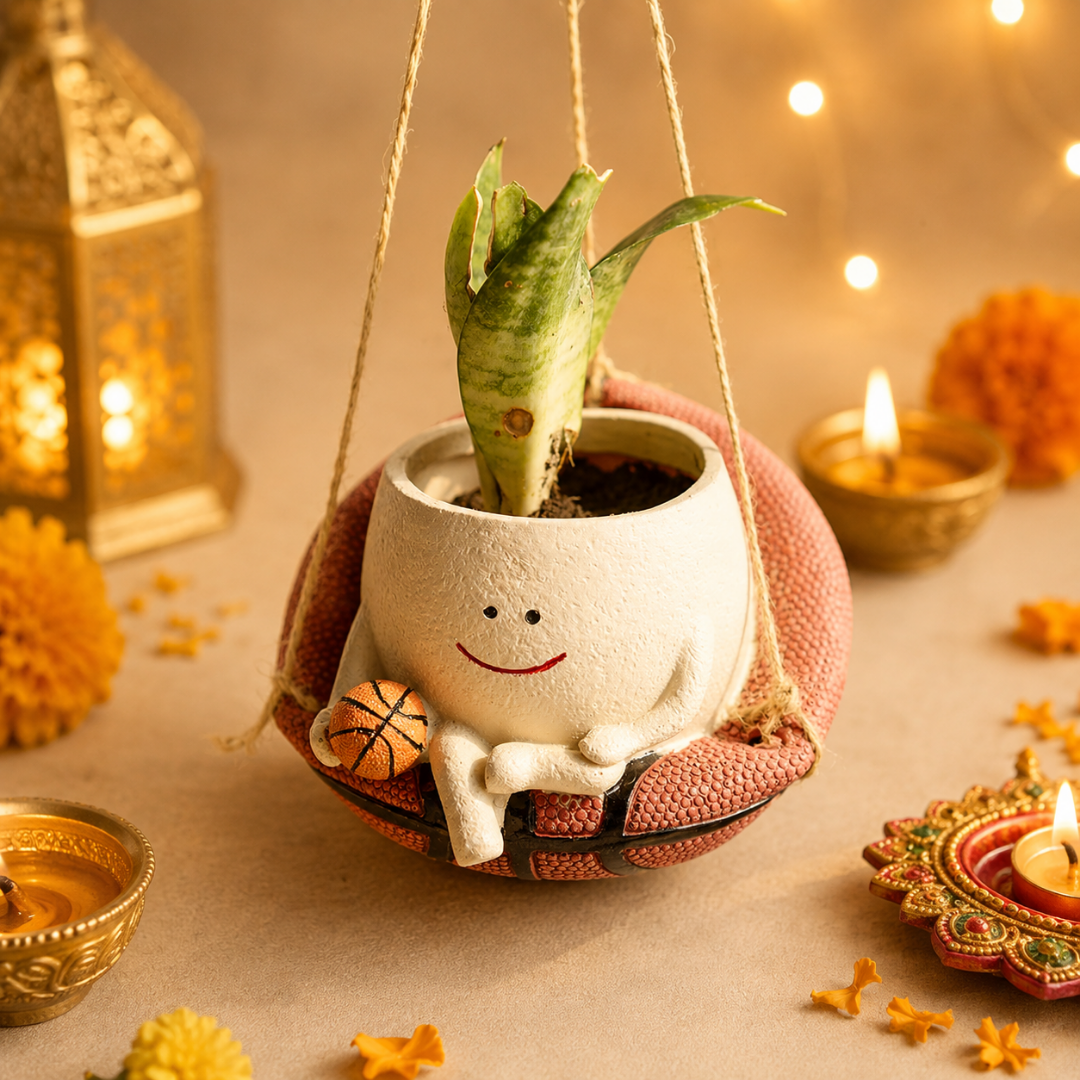Festive Bloom Basket Planter Diwali Gift Set - https://artecasa.in/