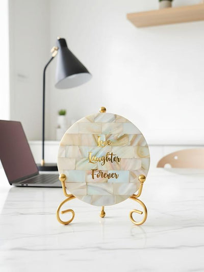 Mother of Pearl Stone Showpiece | Love & Laughter