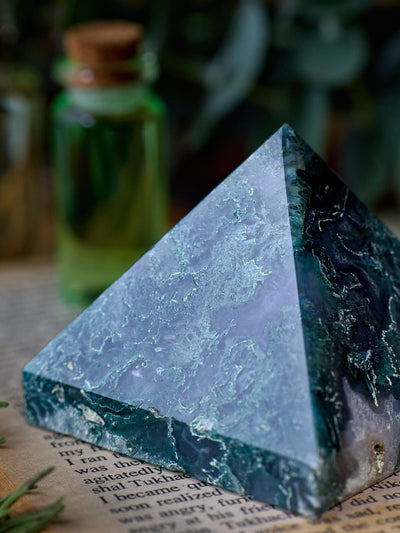 Semi-precious Gemstone - Moss Agate Pyramid