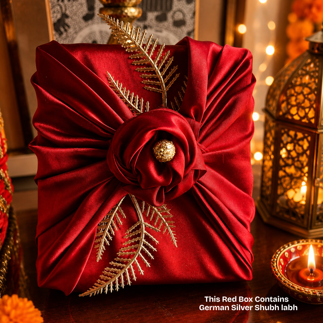 Ruby Utsav Red Festive Gift Basket – Diwali Gift Hamper with Urli Soy Wax Candle - https://artecasa.in/