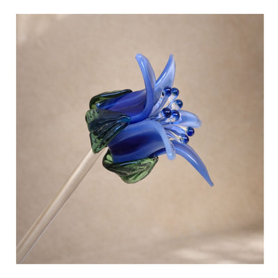 Tinsel Lily Glass Flower - Azure Blue