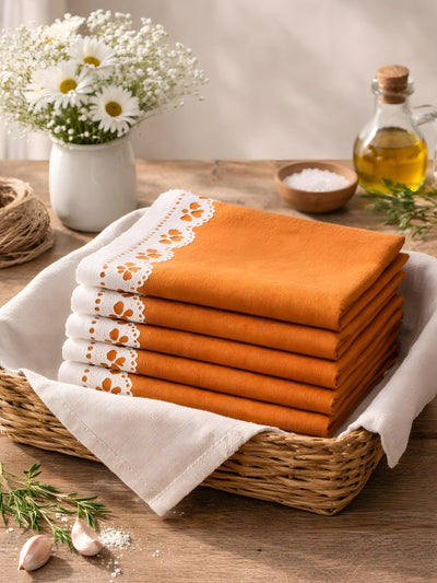 Terracotta Bloom Printed Cotton Napkins