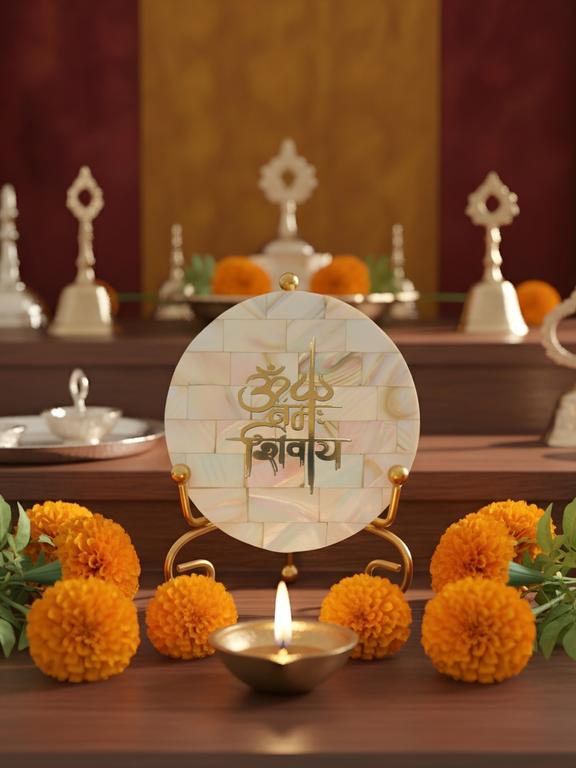 MoP Decorative Plate with Metal Stand | Om Namah Shivaya