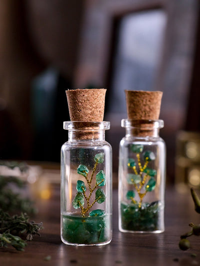 Semi-precious Gemstone - Green Aventurine Bottle Tree - Set of 2