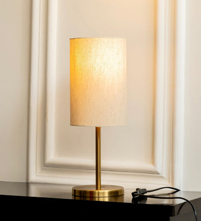 Antique Brass Table Lamp (19") – Off-White Cylinder Shade