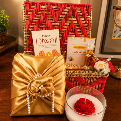 Crimson Bloom Festive Gift Basket – Premium Diwali Gift Hamper - https://artecasa.in/