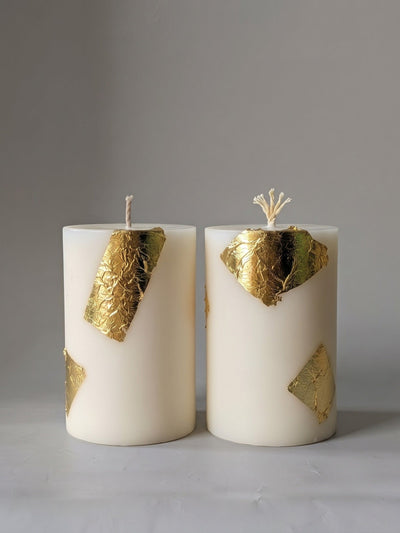 Ivory Thick Pillar Candles Set of 2