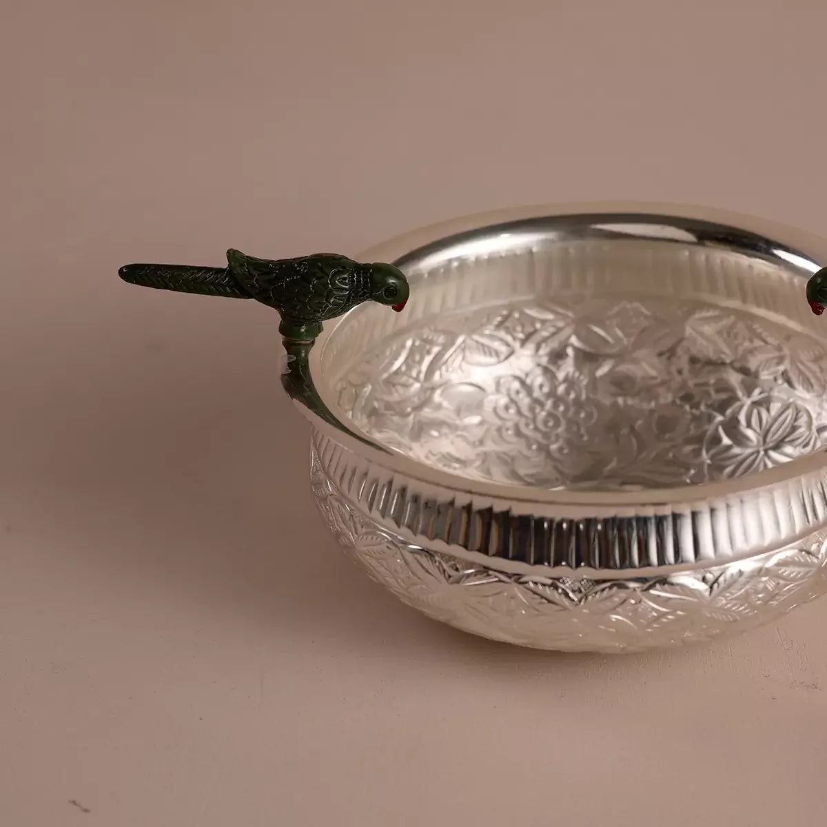 Parrot Brass Urli Medium - Silver