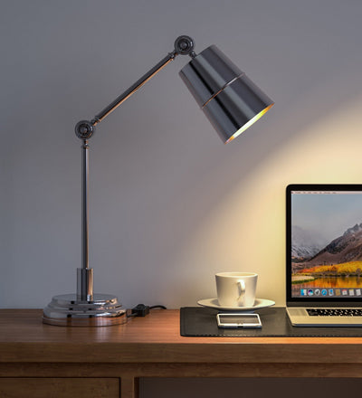 Adjustable Study Desk Lamp, Nickel – Movable Arm