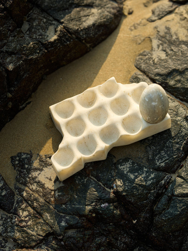 Handcrafted White Marble Egg Tray