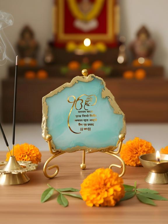 Premium Agate Decorative Plate with Stand | Mool Mantra Spiritual Design