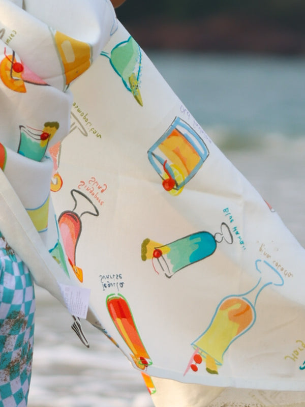 Happy Hour Printed Beach Towel