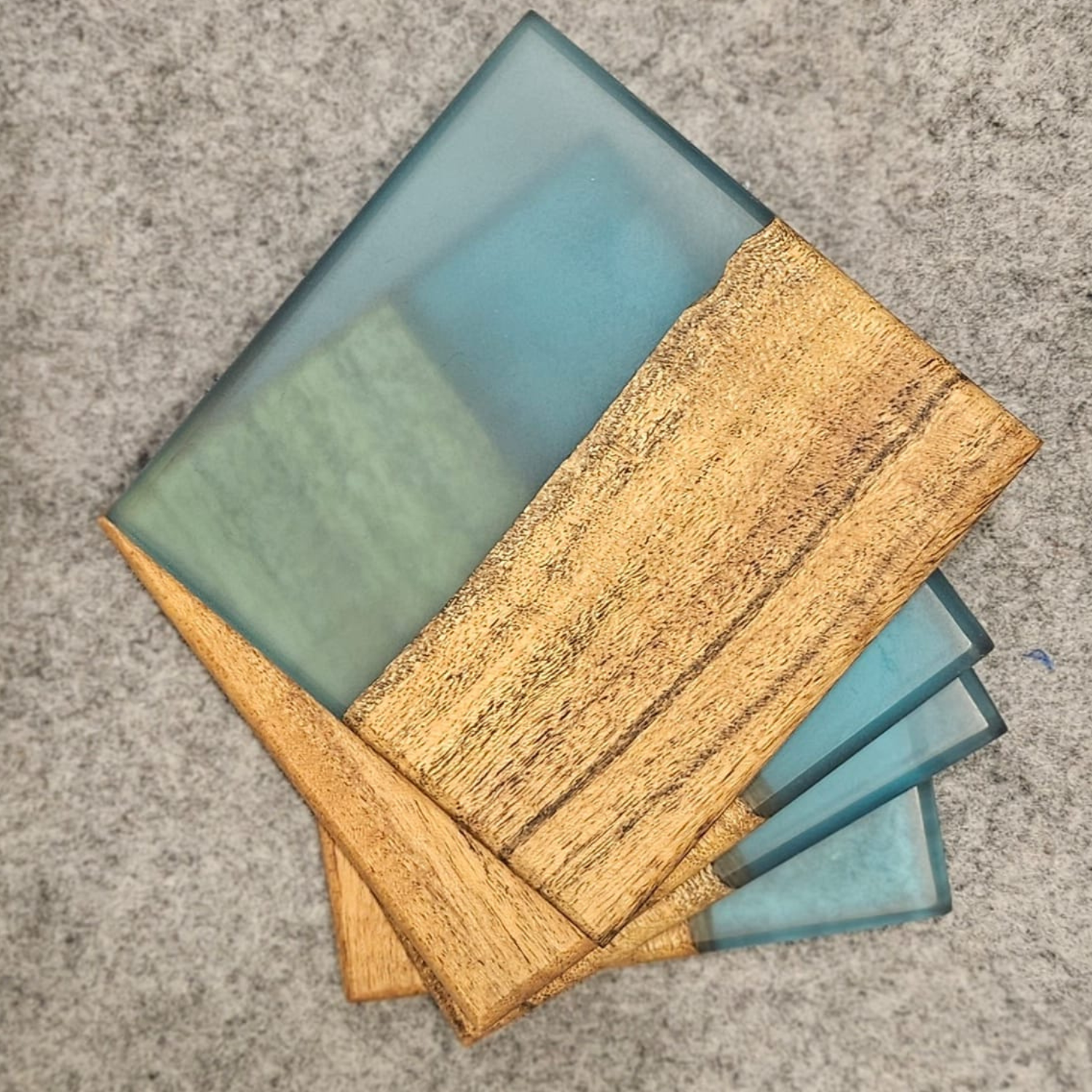 Elegant Aqua Blue Epoxy Resin Coasters set of 4