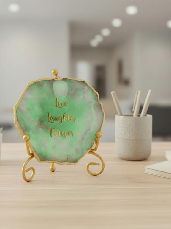 Natural Agate Stone Showpiece | Love & Laughter