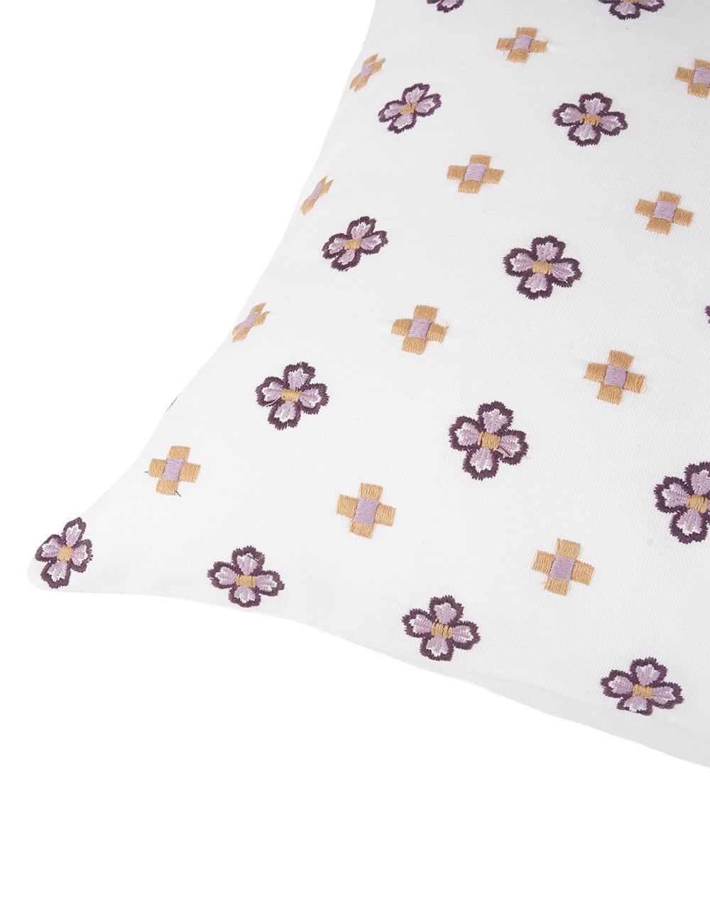 Set Of 2 - Purple Embroidered Cushion Cover - 16"X16"