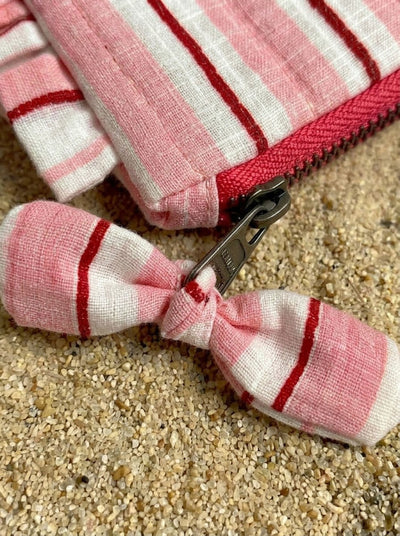 Sustainable Quilted Cotton Travel Pouch | Rosé Frill Pouch organiser