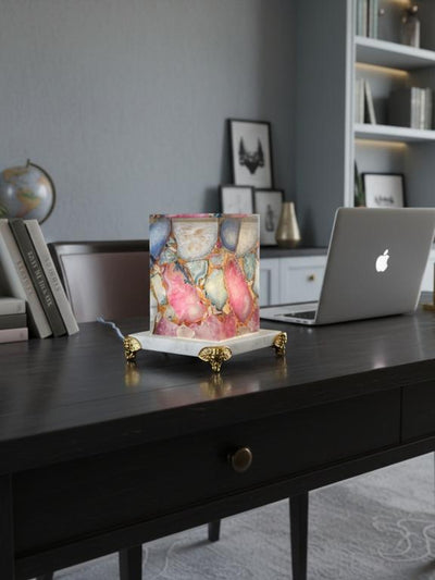 Premium Agate Table Lamp with Marble Base