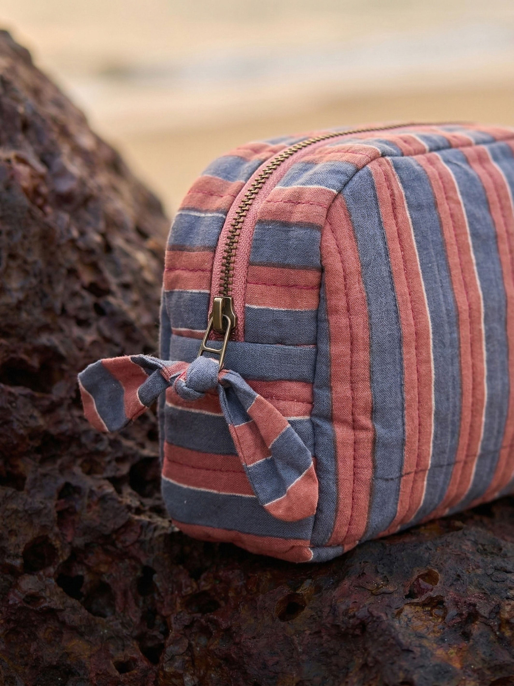 Sustainable Quilted Cotton Travel Pouch Set | Green Checks Classic Organiser Set