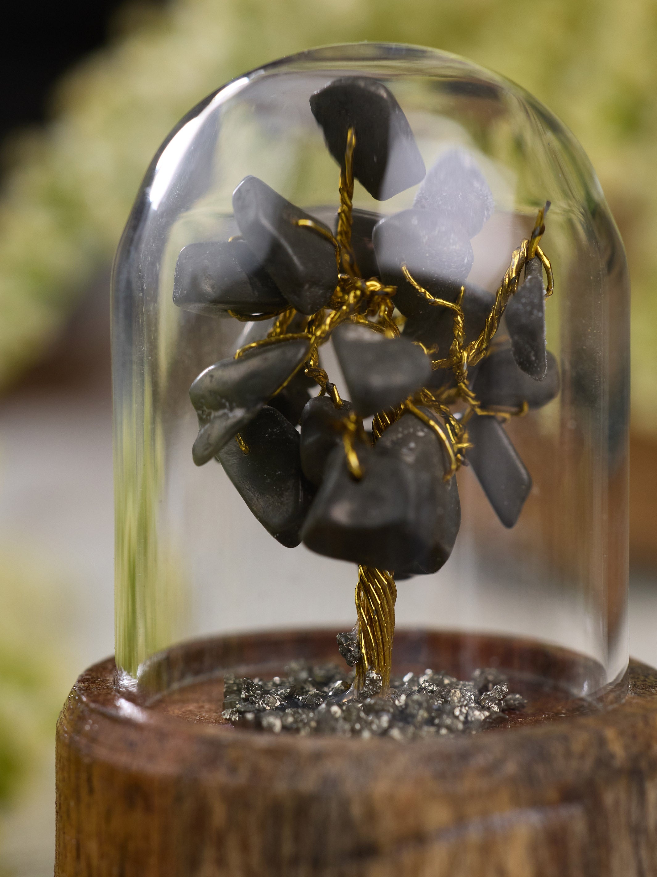 Semi-precious Gemstone - Pyrite Tree in Glass Dome