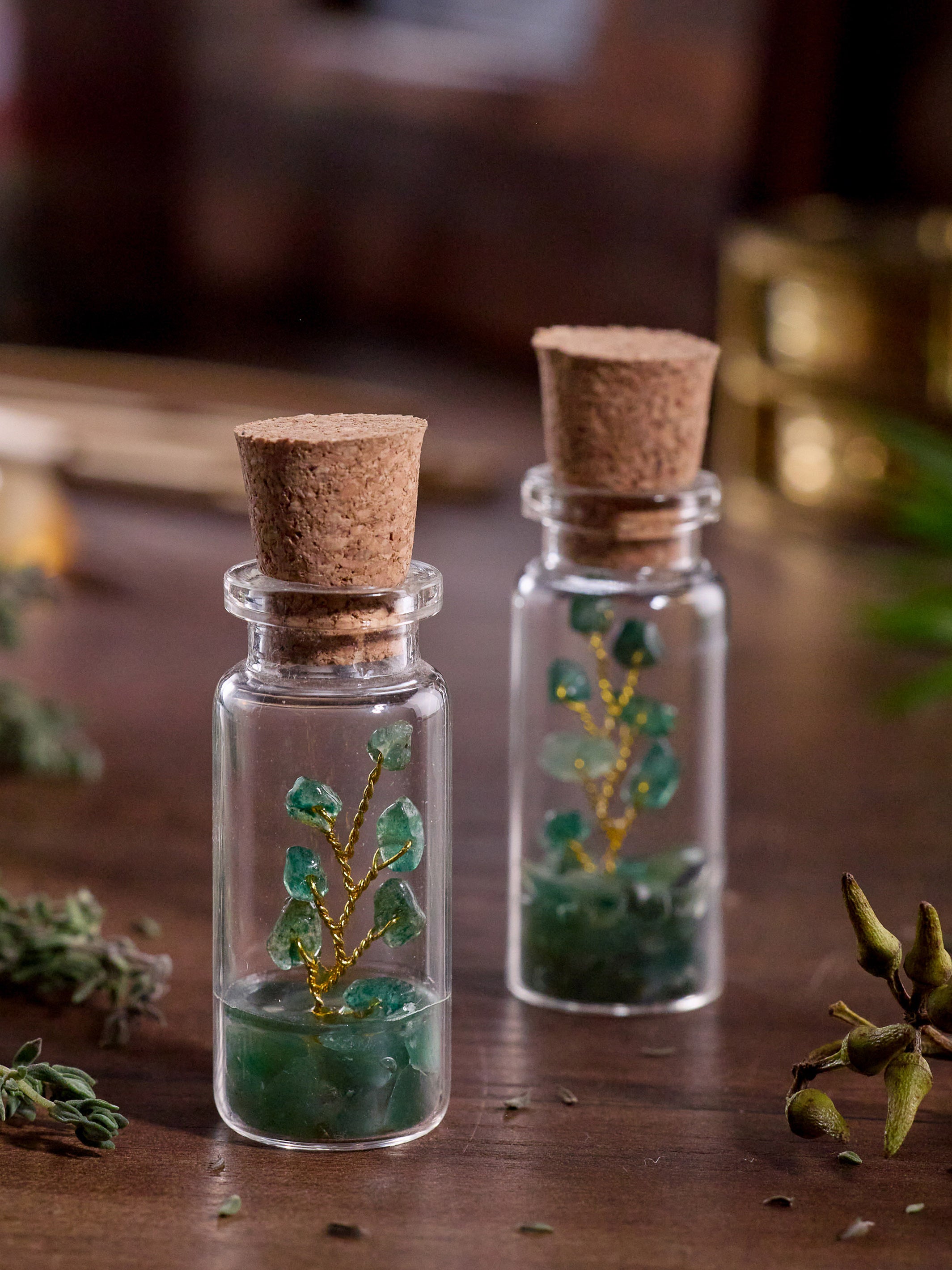 Semi-precious Gemstone - Green Aventurine Bottle Tree - Set of 2