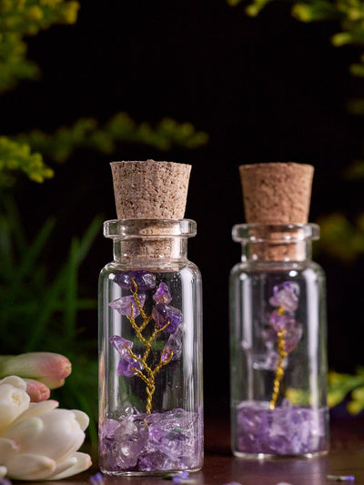 Semi-precious Gemstone - Amethyst Bottle Tree - Set of 2