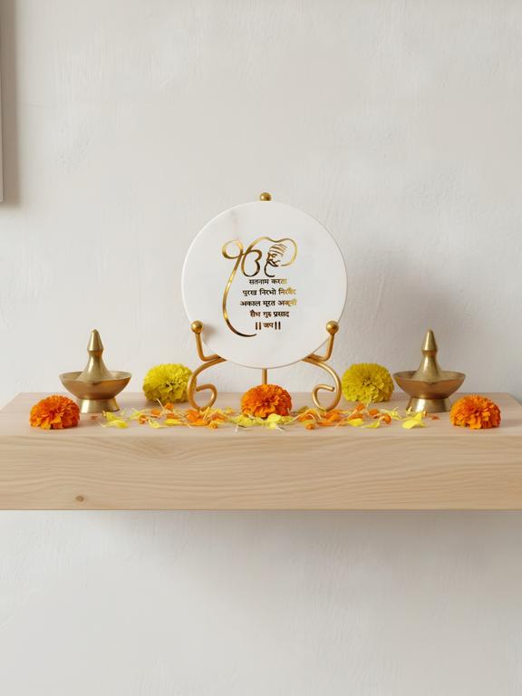 Marble Decorative Plate with Stand | Mool Mantra Spiritual Design