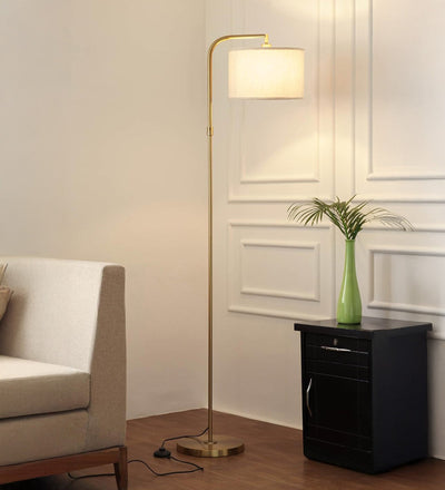 Antique Brass Arc Floor Lamp (6 ft) – Drum Shade