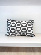 Retro Check Cotton Rectangle Cushion Cover l Black & White