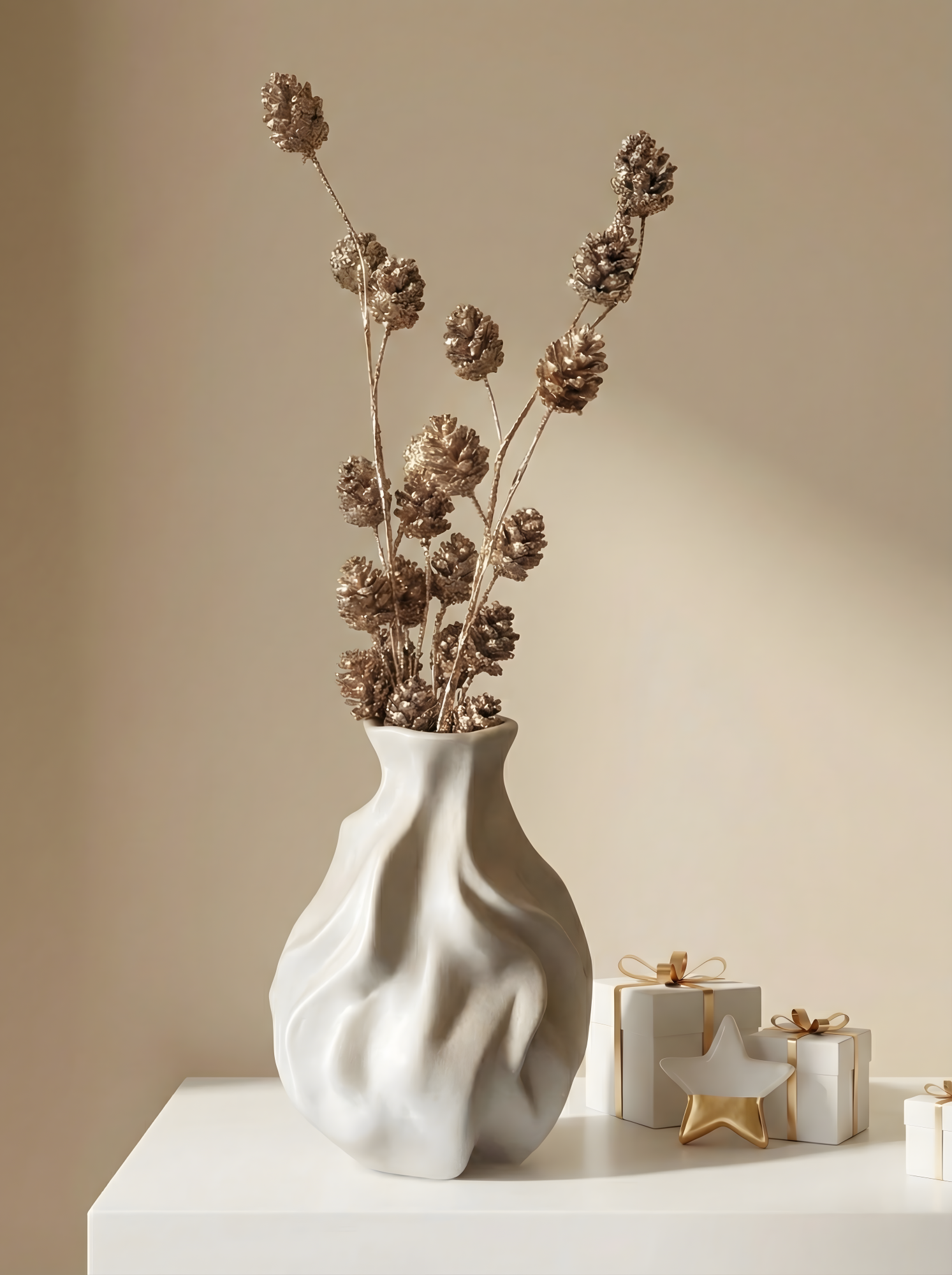 Glittered Sequin Pine Cone Sticks (Set of 2)