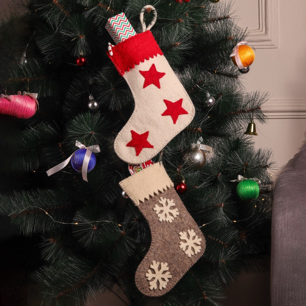 Felt Christmas Stockings Set – Stars & Snowflakes