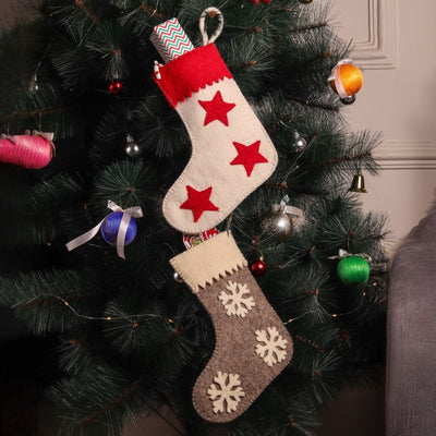 Felt Christmas Stockings Set – Stars & Snowflakes
