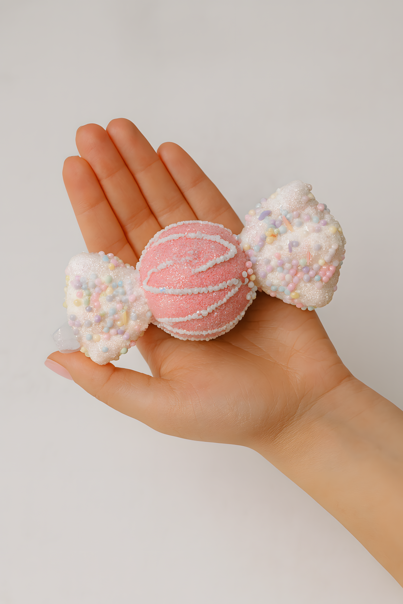 Pastel Pink & Lavender Candy Christmas Ornaments (Set of 4)