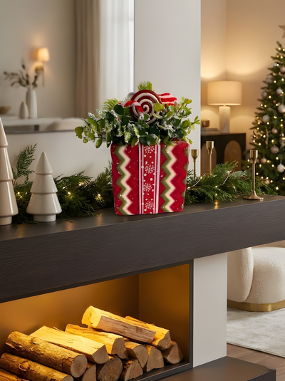 Decorative Christmas Box For Mantel and Shelf