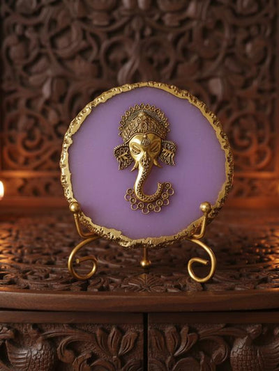 Agate Metal Ganesha Decorative Plate with Stand