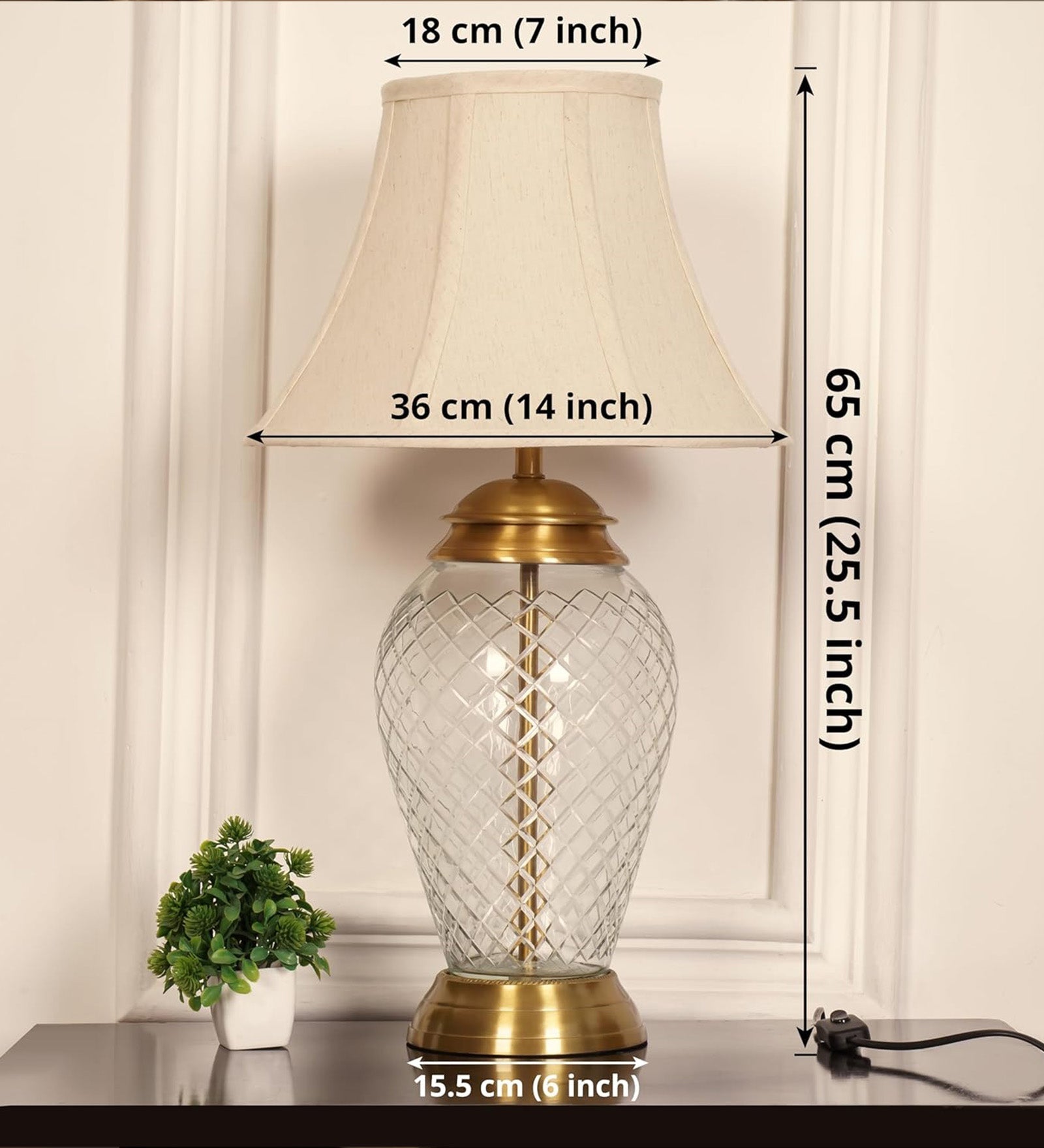 Diamond-Cut Glass Table Lamp, Antique Brass (23") – Bell Shade